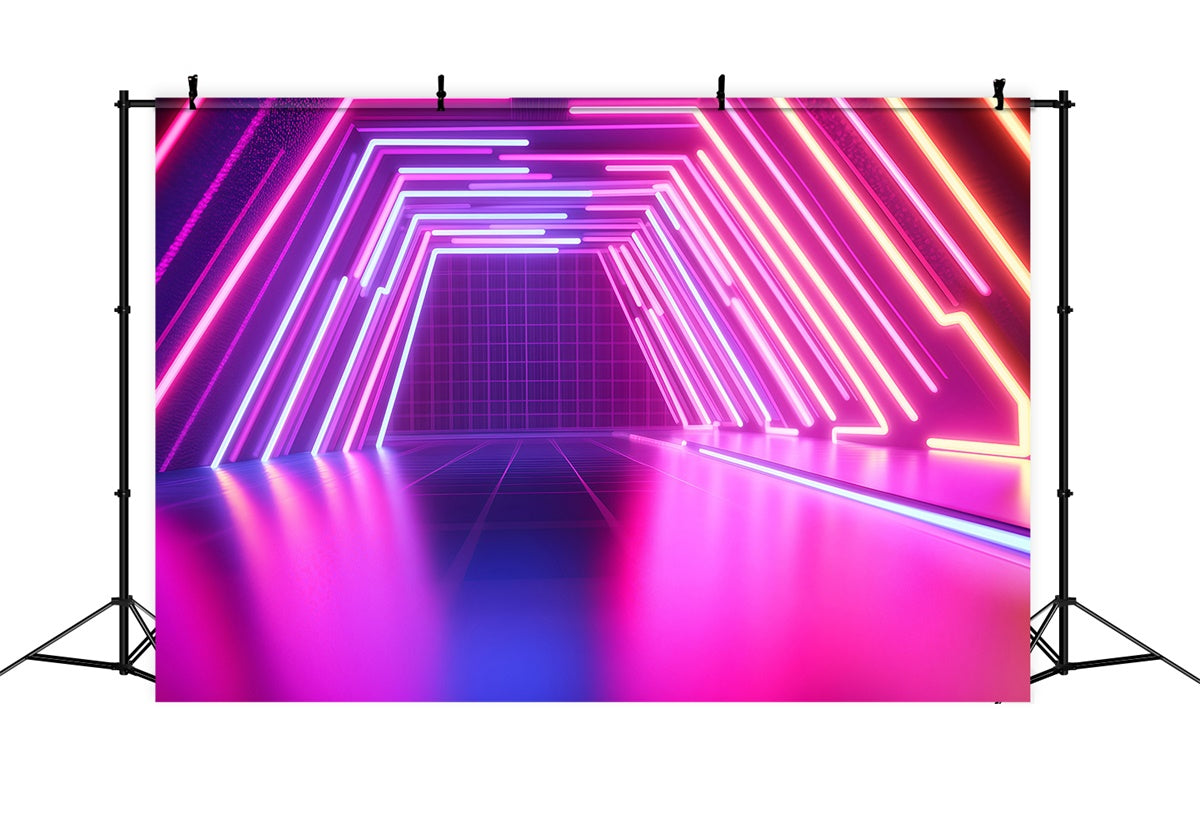 Vintage Photography Backdrops Electric Neon Party Tunnel Backdrop GQ4-316