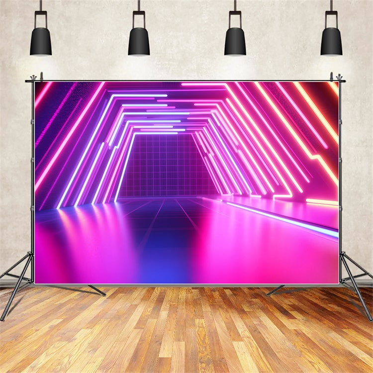 Vintage Photography Backdrops Electric Neon Party Tunnel Backdrop GQ4-316