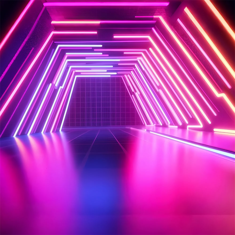 Vintage Photography Backdrops Electric Neon Party Tunnel Backdrop GQ4-316