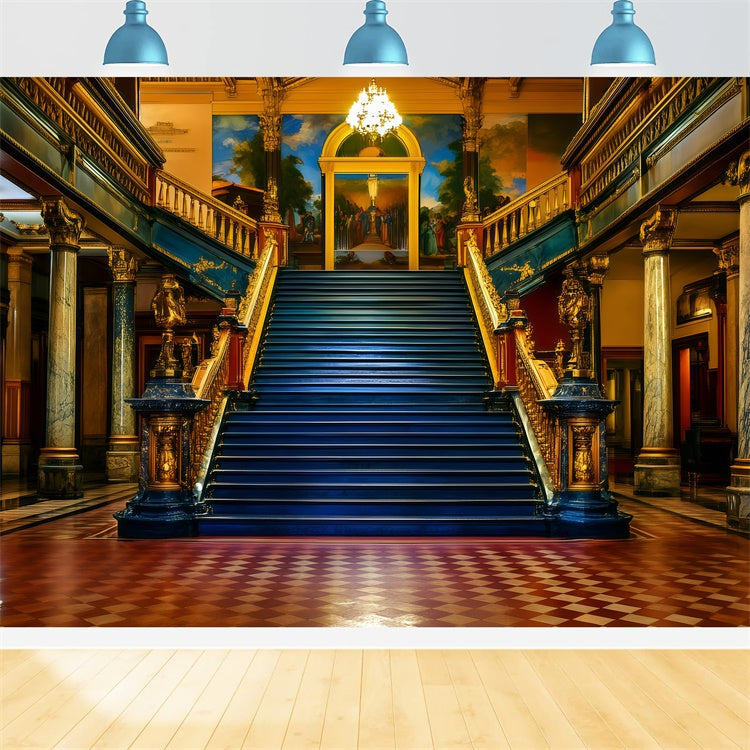 Vintage Backdrop For Photoshoot Grand Royal Staircase Backdrop GQ4-321