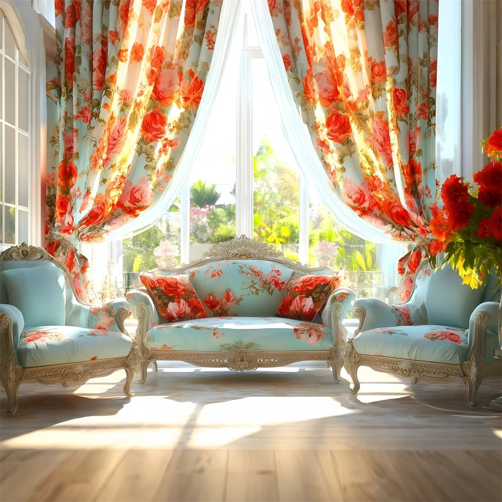 Vintage Backdrops For Photography Chic Rose Curtain Sofa Backdrop GQ4-323