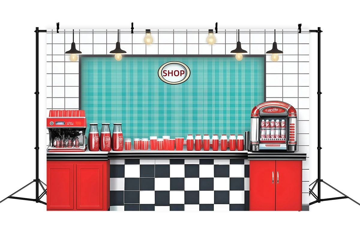 Vintage Photography Backdrops Retro Diner Coffee Shop Backdrop GQ4-327