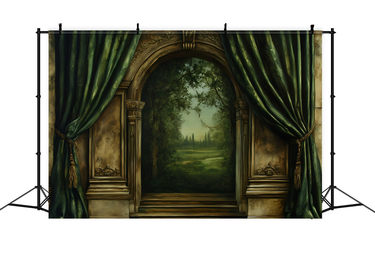 Antique Backdrop Forest Archway Curtain Vintage Photo Backdrops GQ4-330