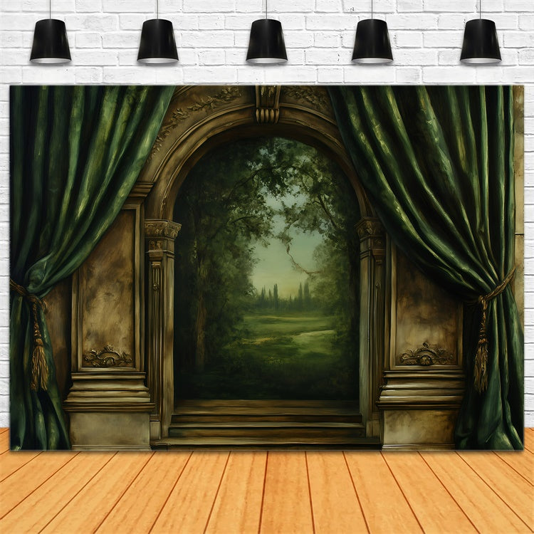 Antique Backdrop Forest Archway Curtain Vintage Photo Backdrops GQ4-330