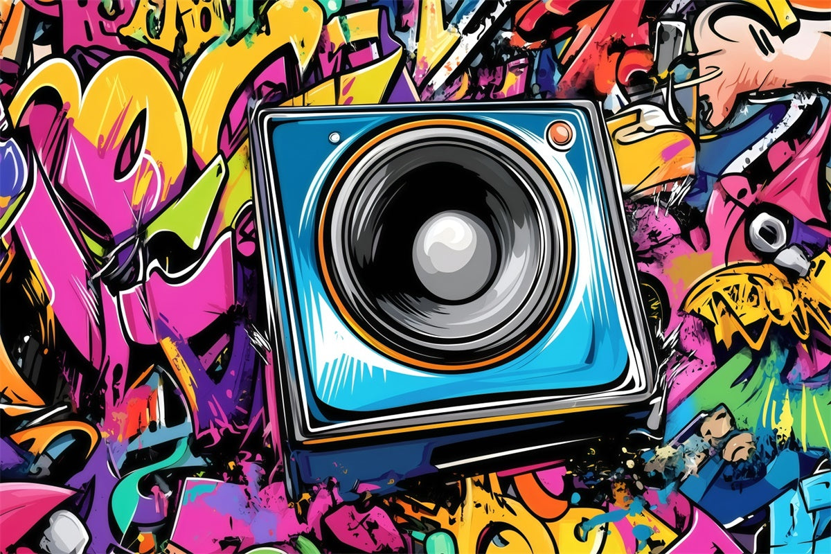Vintage Photography Backdrops Colorful Graffiti Speaker Wall Backdrop GQ4-334