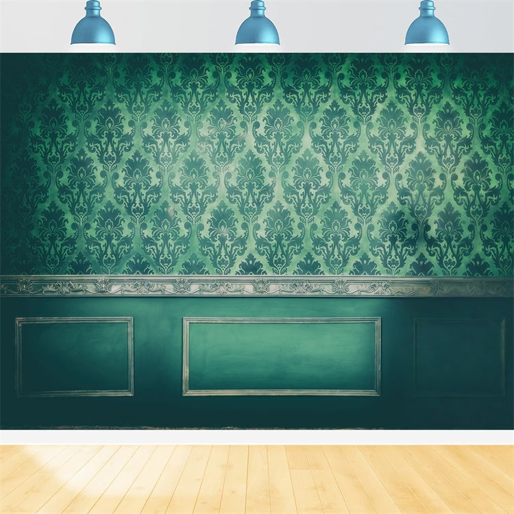 Vintage Wall Backdrop Emerald Damask Wall Vintage Photo Backdrop GQ4-337