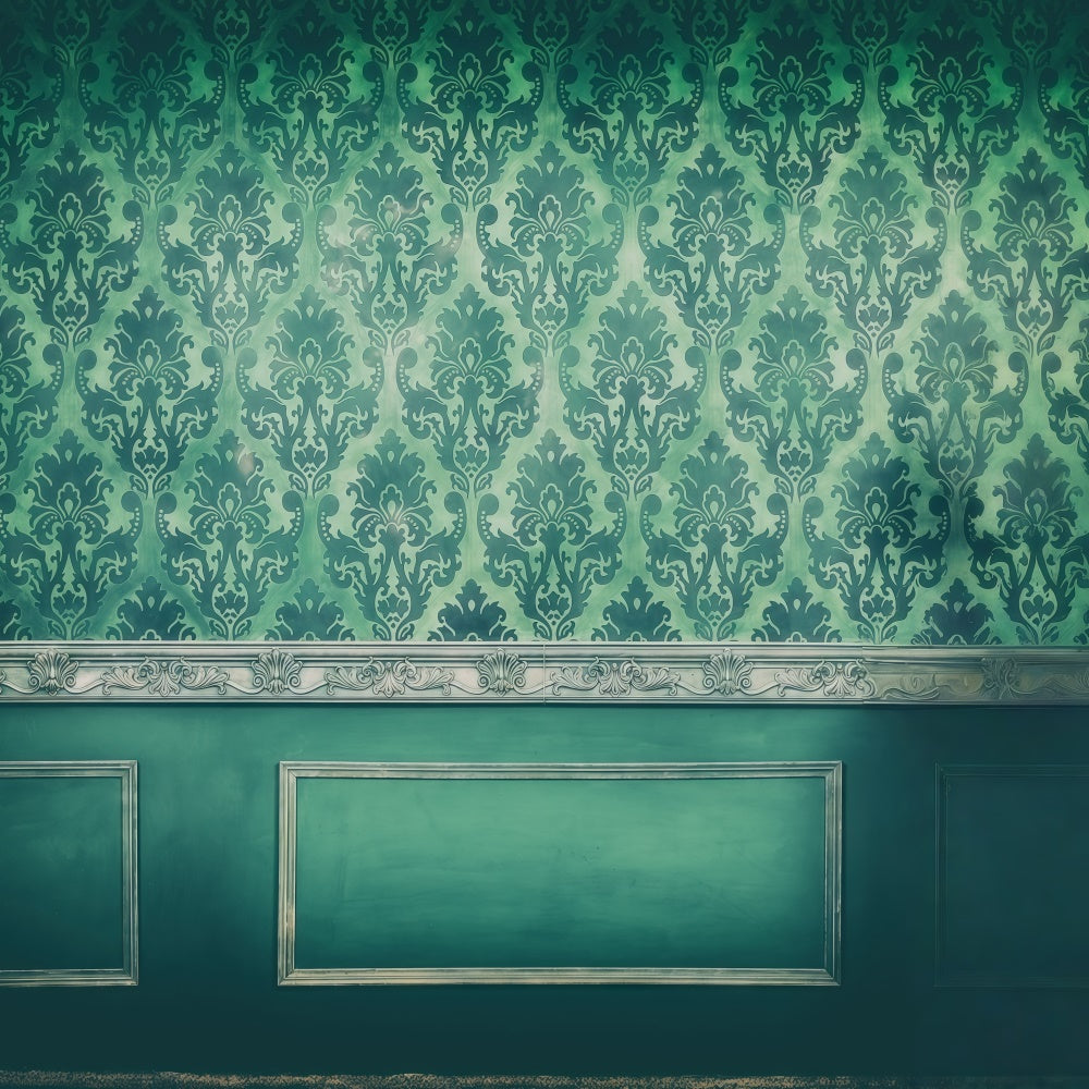 Vintage Wall Backdrop Emerald Damask Wall Vintage Photo Backdrop GQ4-337
