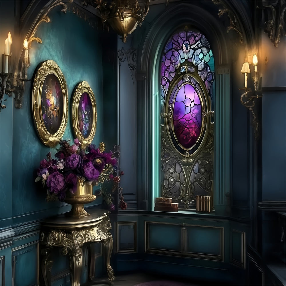 Victorian Backdrops Ornate Glass Window Vintage Photo Backdrops GQ4-341