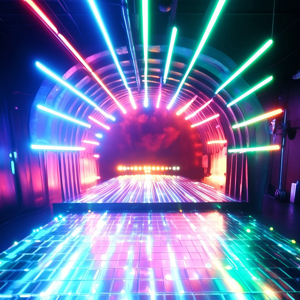 80s Photography Backdrop Neon Tunnel Glowing Pathway Vintage Backdrop GQ4-342
