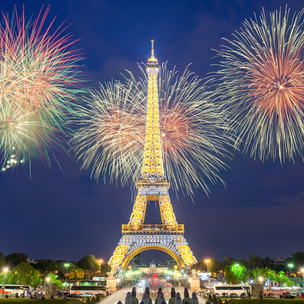 Paris Backdrop Ideas Eiffel Tower Fireworks Celebration Backdrop GQ4-43