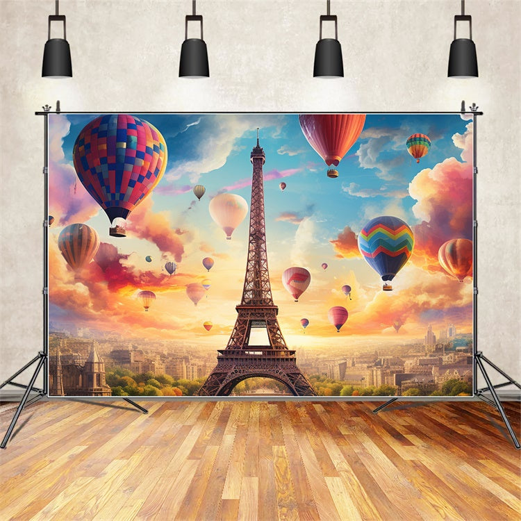 Paris Backdrop Ideas Hot Air Balloons Fantasy Sky Backdrop GQ4-50