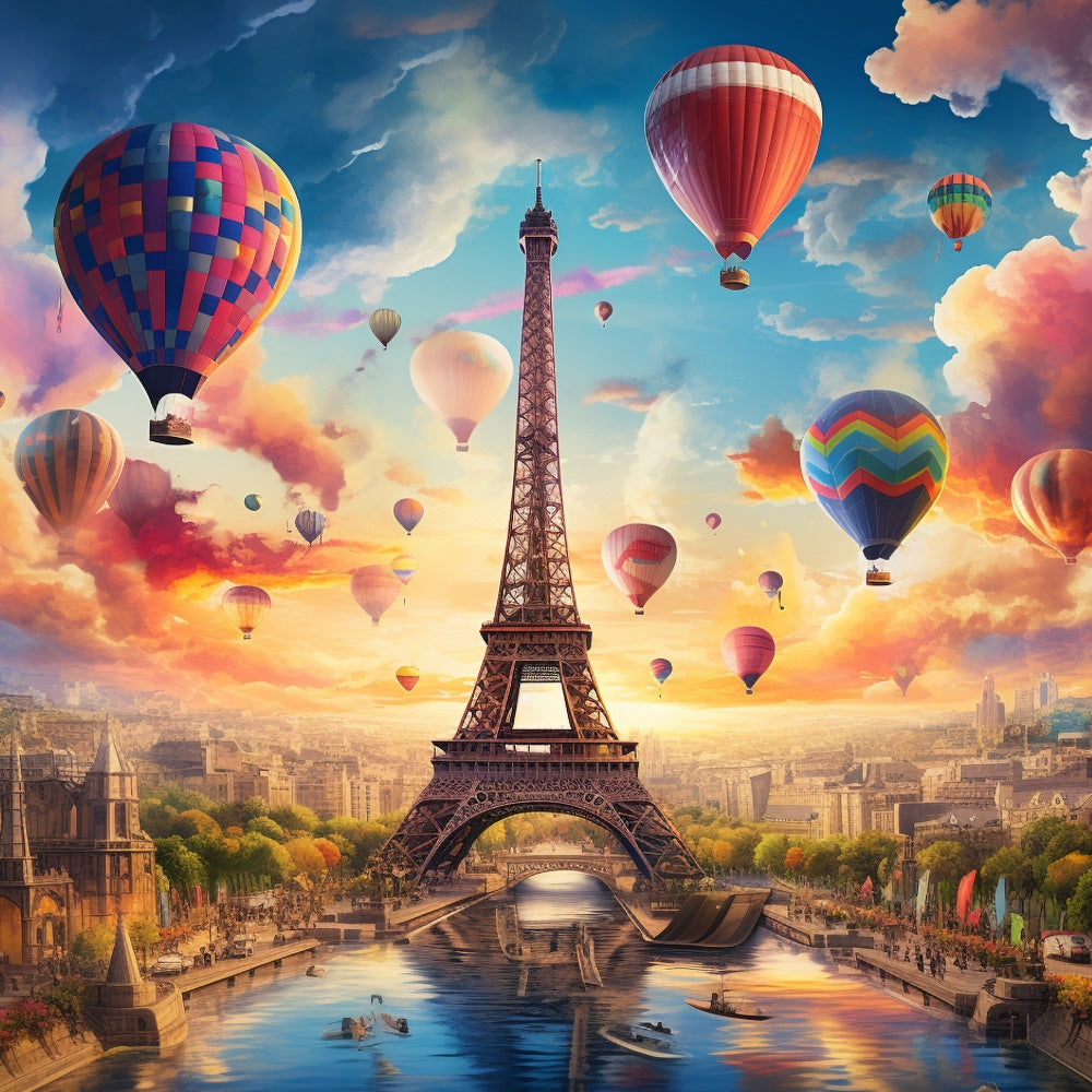 Paris Backdrop Ideas Hot Air Balloons Fantasy Sky Backdrop GQ4-50