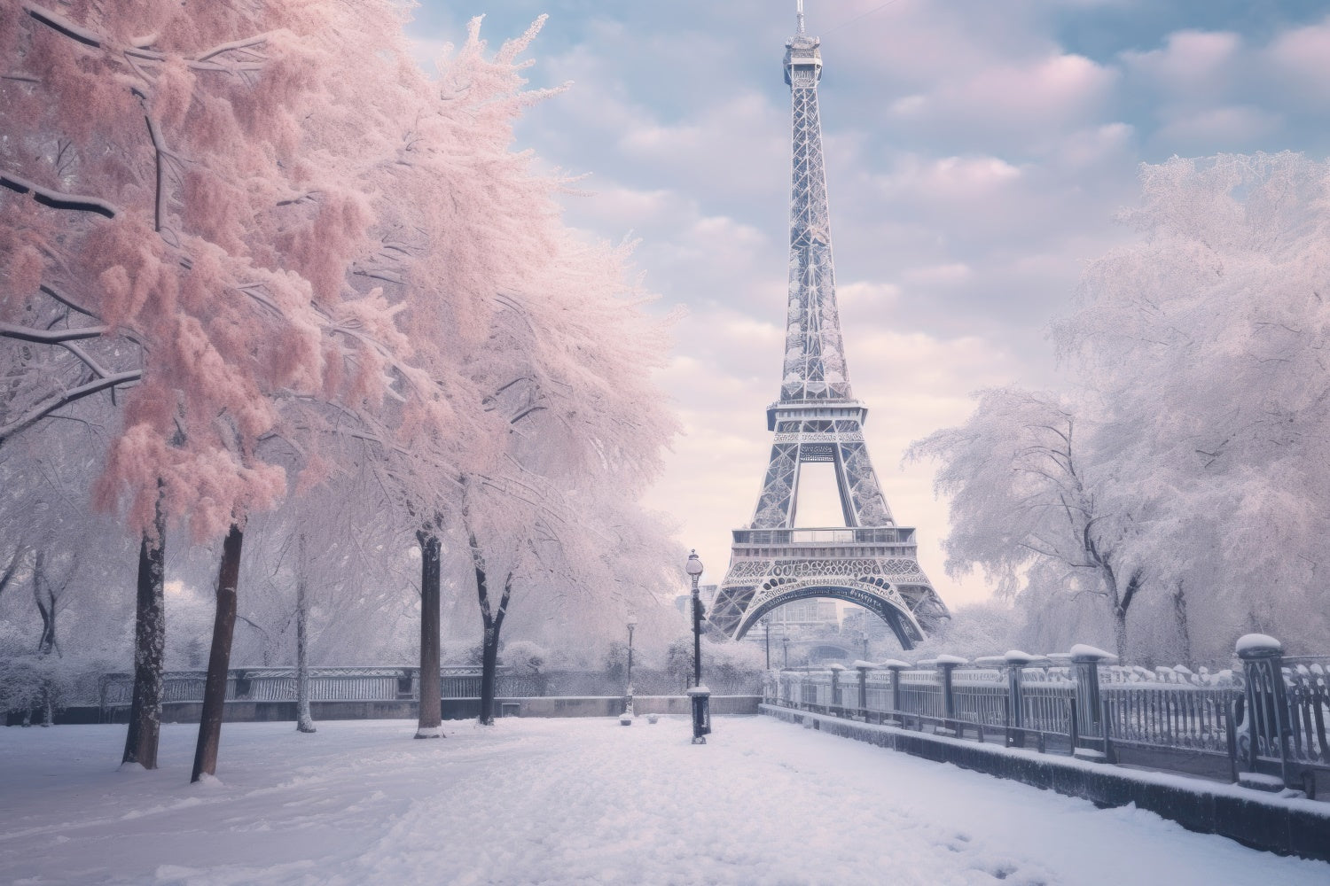 Paris Backdrop Photography Eiffel Tower Winter Scene Backdrop GQ4-53