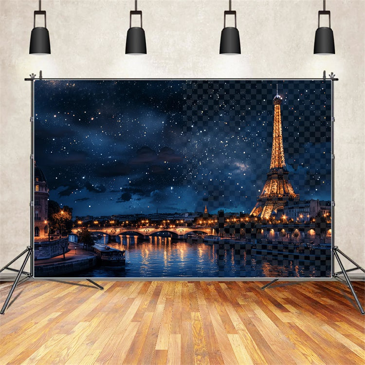 Paris Backdrop For Pictures Midnight Sky Eiffel Tower Backdrop GQ4-59