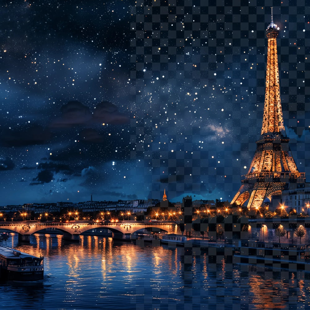 Paris Backdrop For Pictures Midnight Sky Eiffel Tower Backdrop GQ4-59
