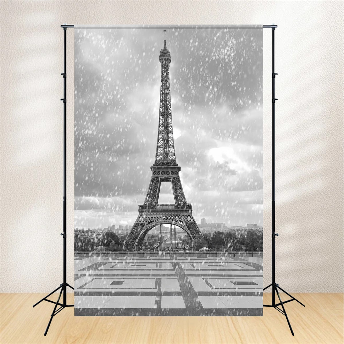 Paris Photo Backdrop Vintage Eiffel Tower Rainfall Backdrop GQ4-62