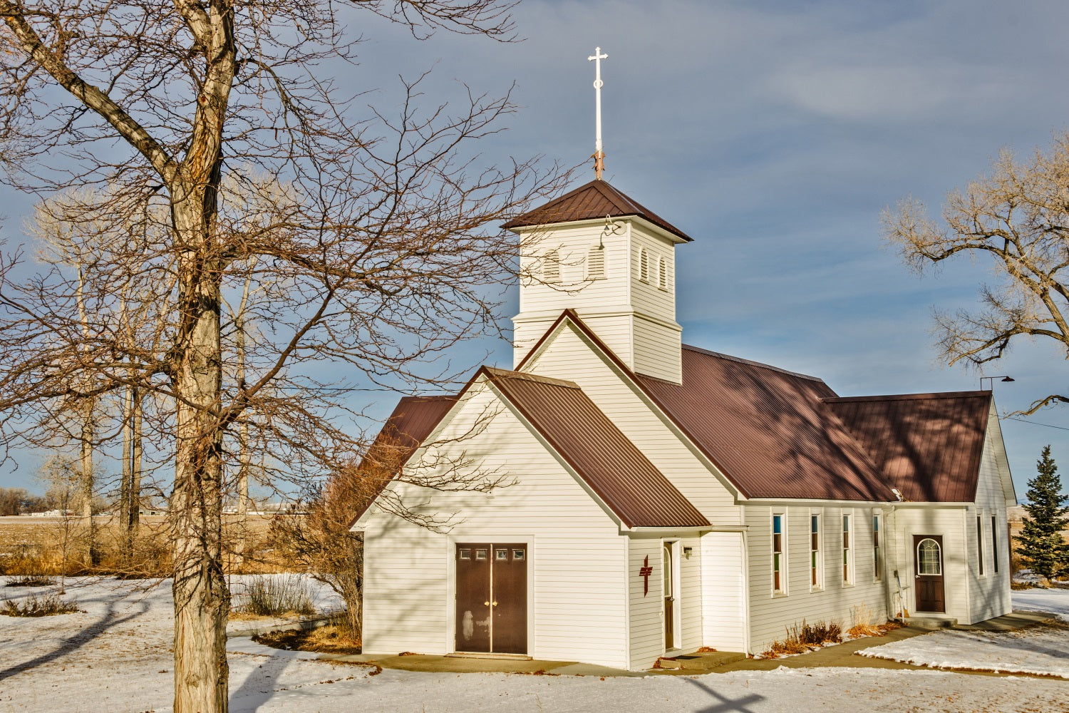 Church Photo Backdrop Rural Snow Architecture Backdrop GQ4-66