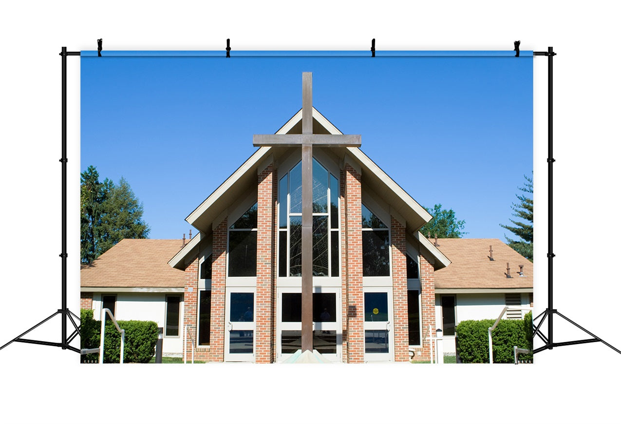 Church Backdrops Brick Cross Architecture Backdrop GQ4-68