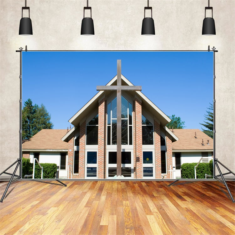 Church Backdrops Brick Cross Architecture Backdrop GQ4-68