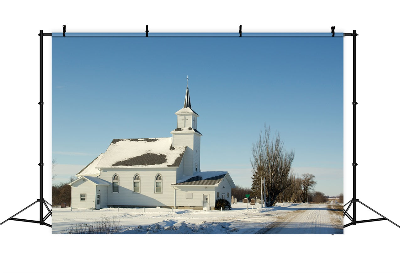 Church Photo Backdrop Winter Architecture Backdrop GQ4-69