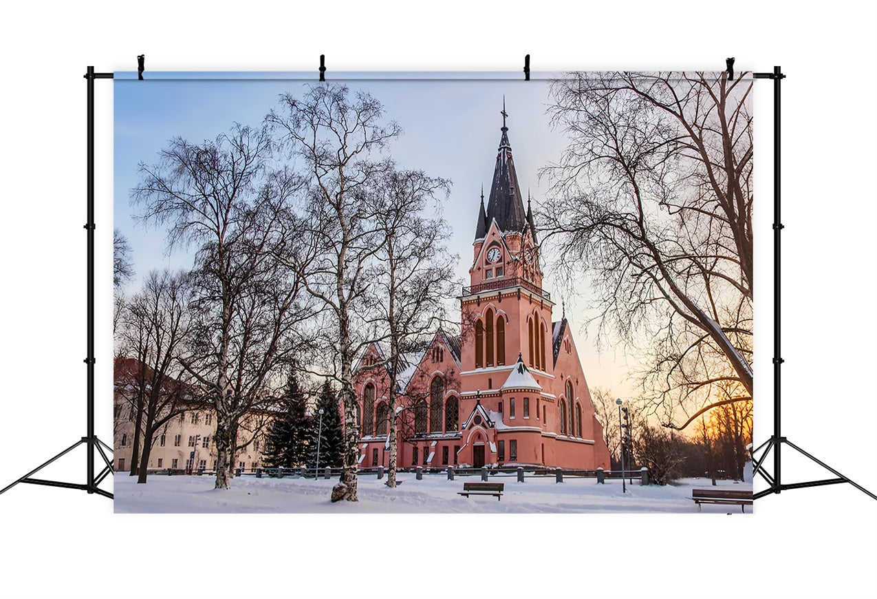 Church Photo Backdrop Clock Tower Architecture Backdrop GQ4-72