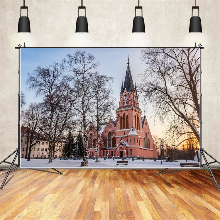 Church Photo Backdrop Clock Tower Architecture Backdrop GQ4-72