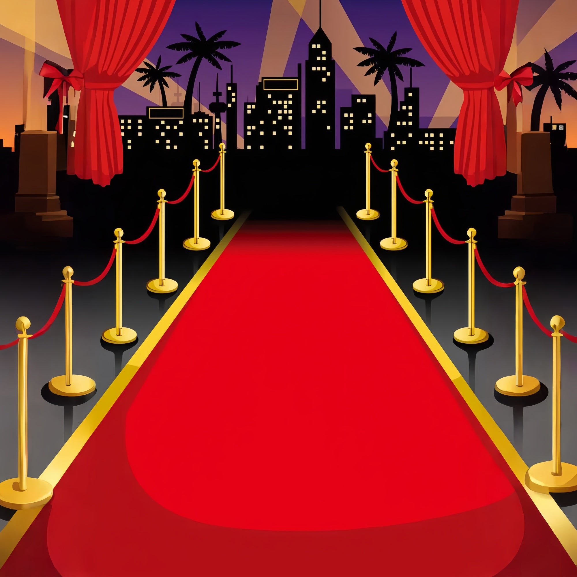 Red Carpet Backdrops City Skyline Silhouette Backdrop GQ4-83