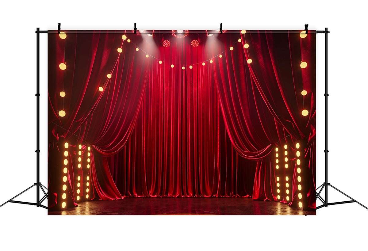 Red Carpet Photo Backdrop Glam Drapes Spotlights Backdrop GQ4-89