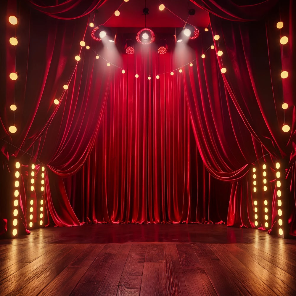 Red Carpet Photo Backdrop Glam Drapes Spotlights Backdrop GQ4-89