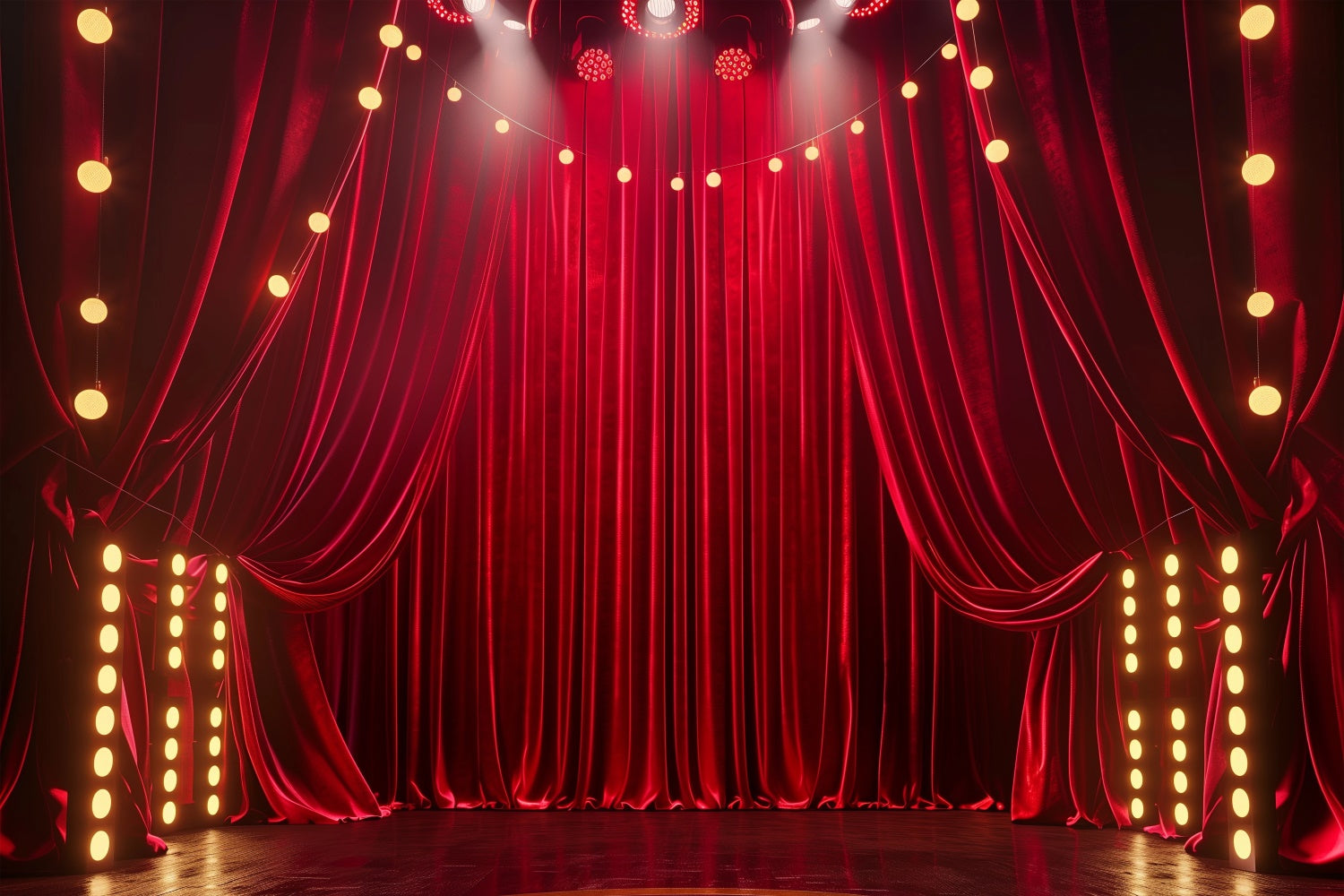 Red Carpet Photo Backdrop Glam Drapes Spotlights Backdrop GQ4-89