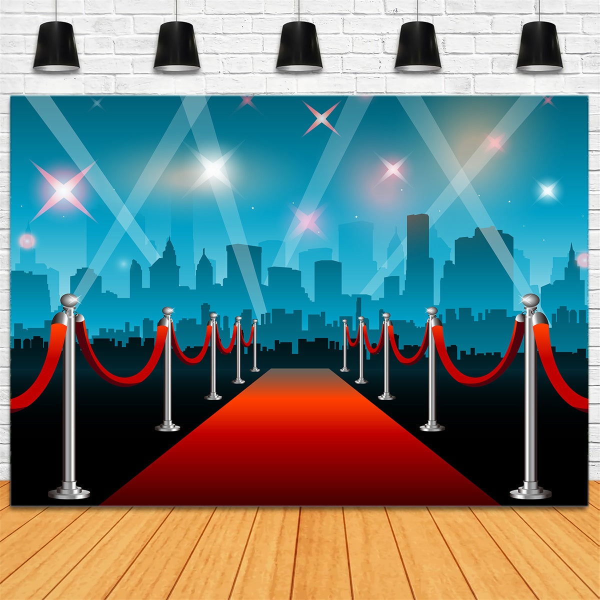 Red Carpet Backdrops City Lights Blue Skyline Backdrop GQ4-90