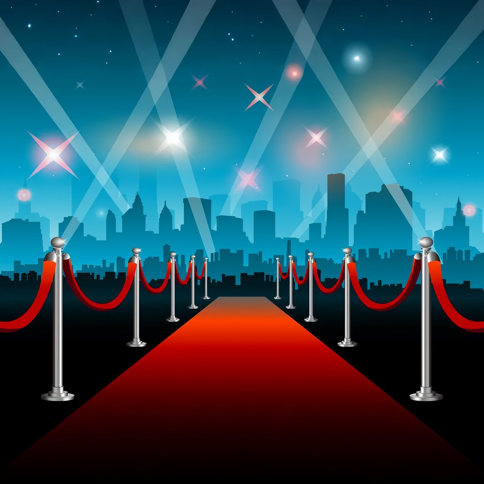 Red Carpet Backdrops City Lights Blue Skyline Backdrop GQ4-90