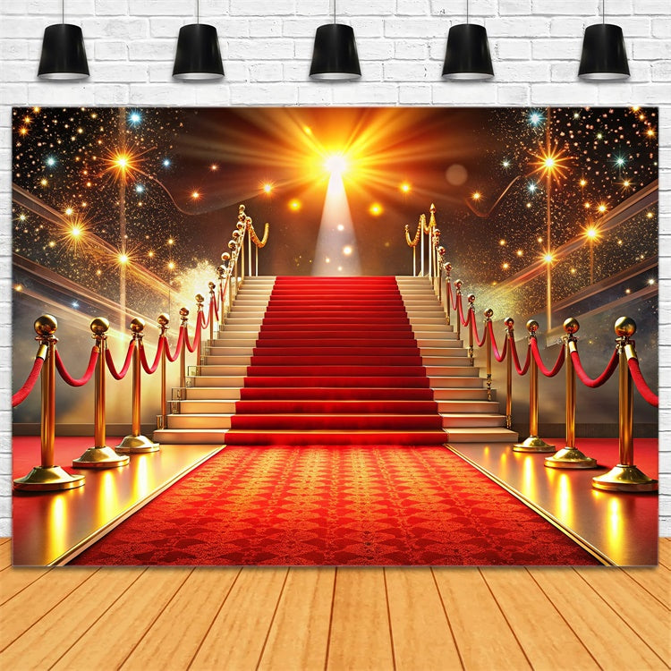 Red Carpet Backdrop Luxurious Staircase Sparkles Backdrop GQ4-91