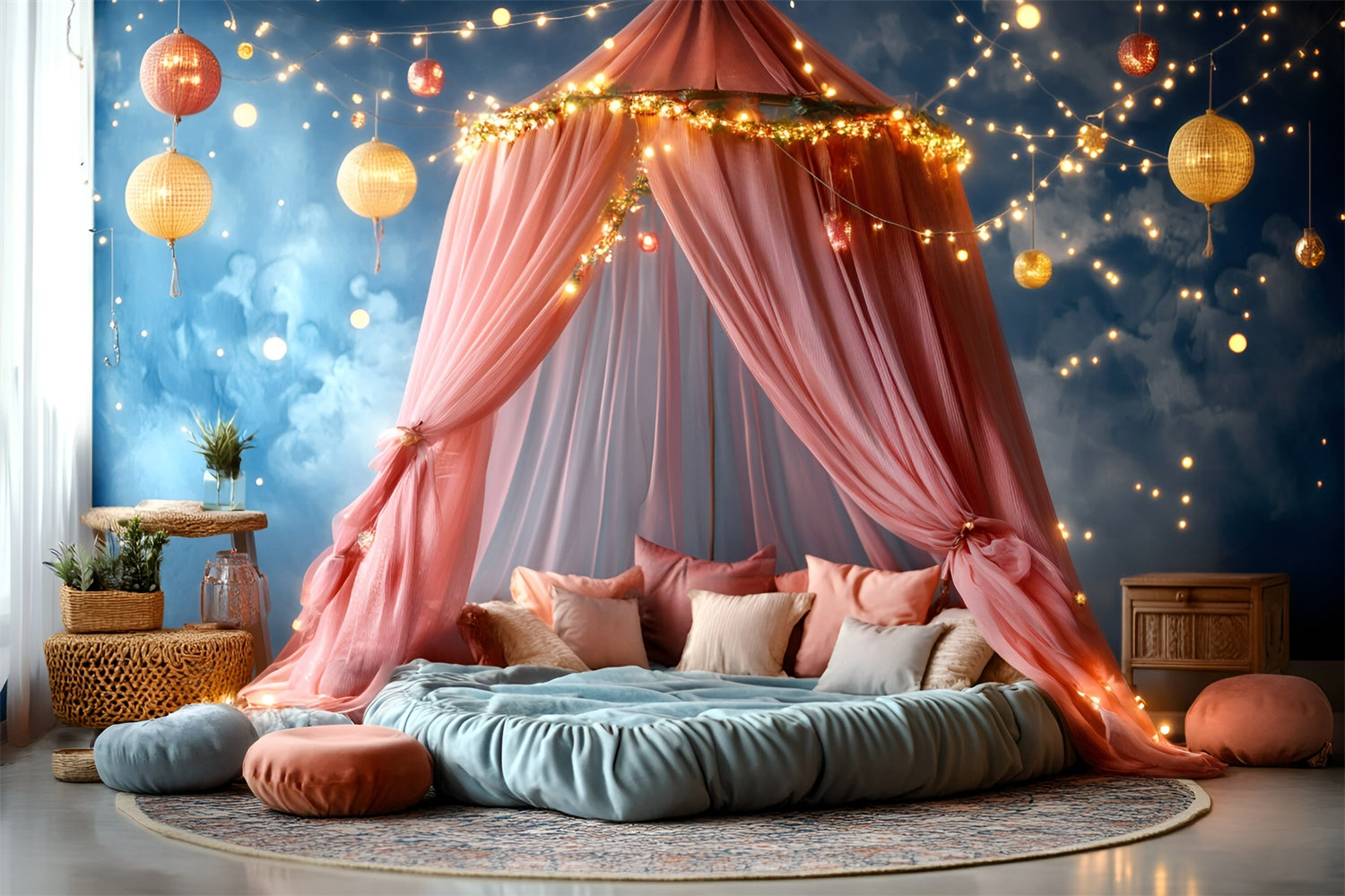 Carnival Theme Backdrop Glowing Canopy Cloud Room Backdrop GQ5-133