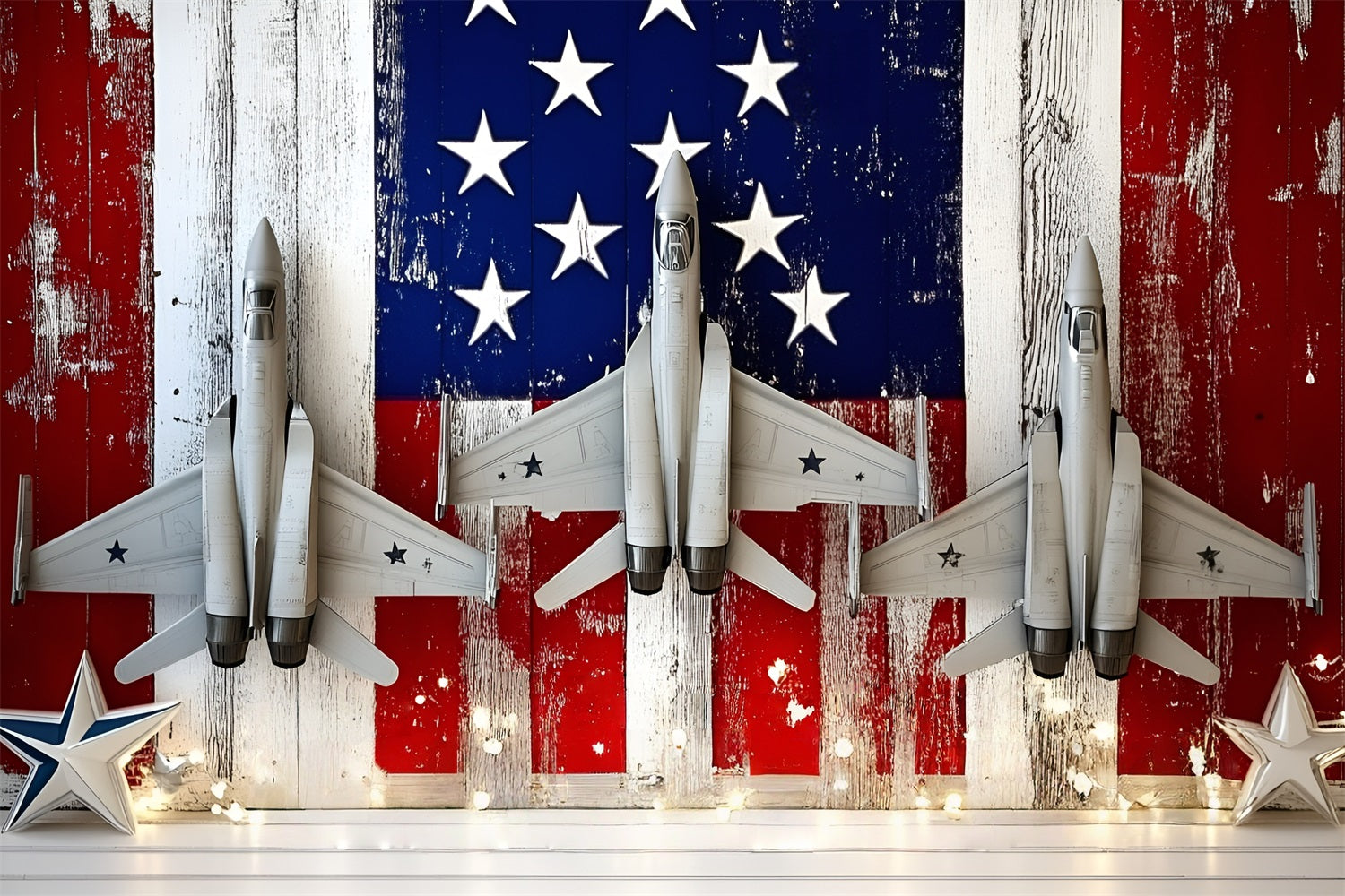 American Flag Backdrop Photography Patriotic Fighter Jets Backdrop GQ5-21