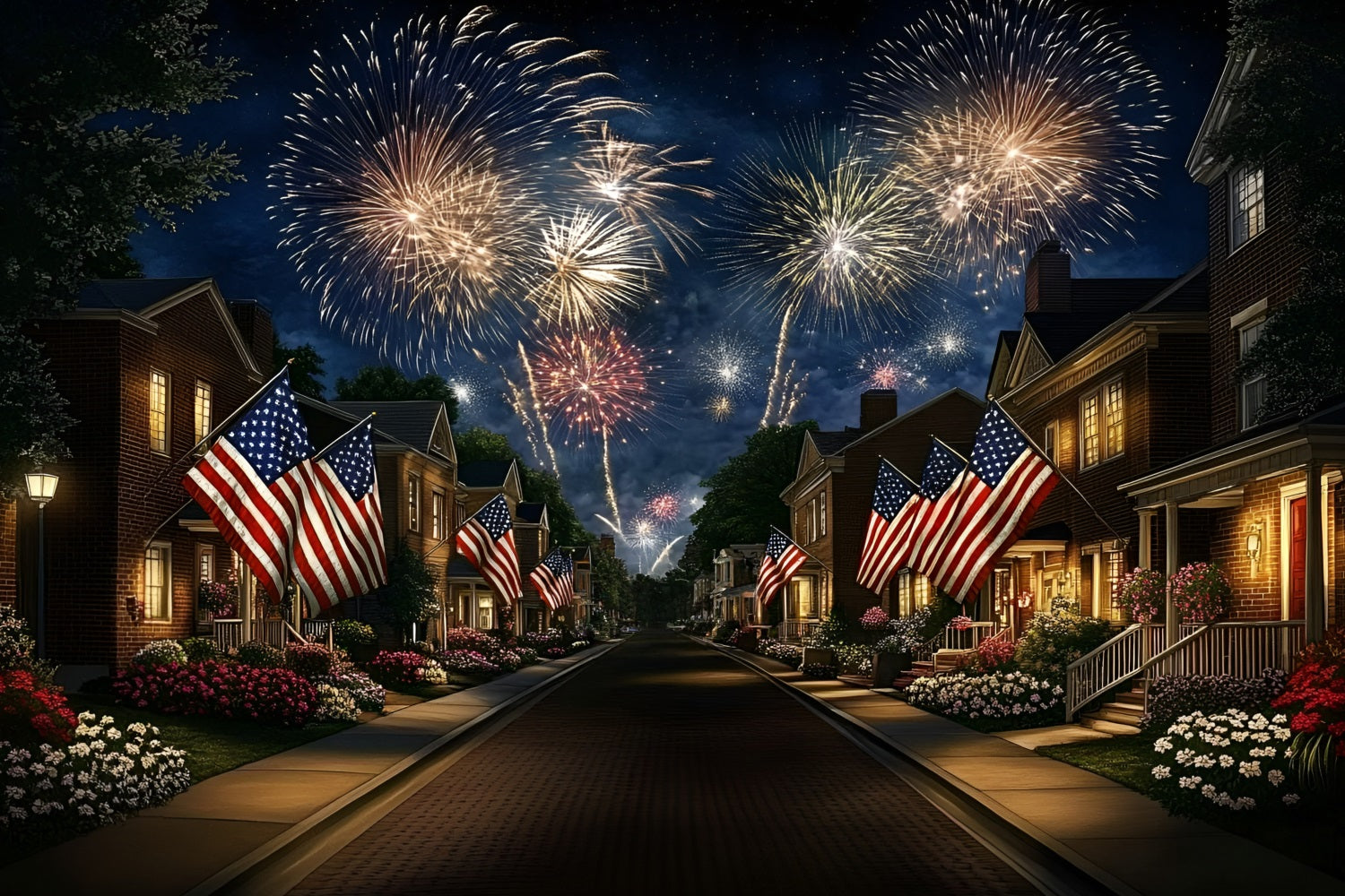 4th of July Firework Backdrop Street Festival Backdrop GQ5-22