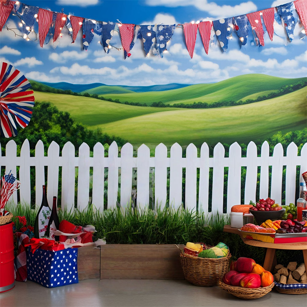 4th of July Photography Backdrops Farm Picnic Scene Backdrop GQ5-42
