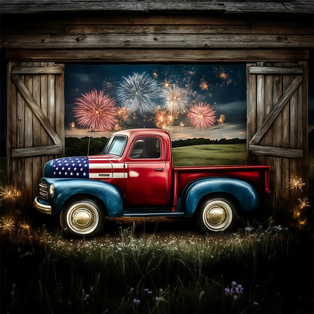 4th of July Fireworks Photo Backdrop Truck Sky Backdrop GQ5-47