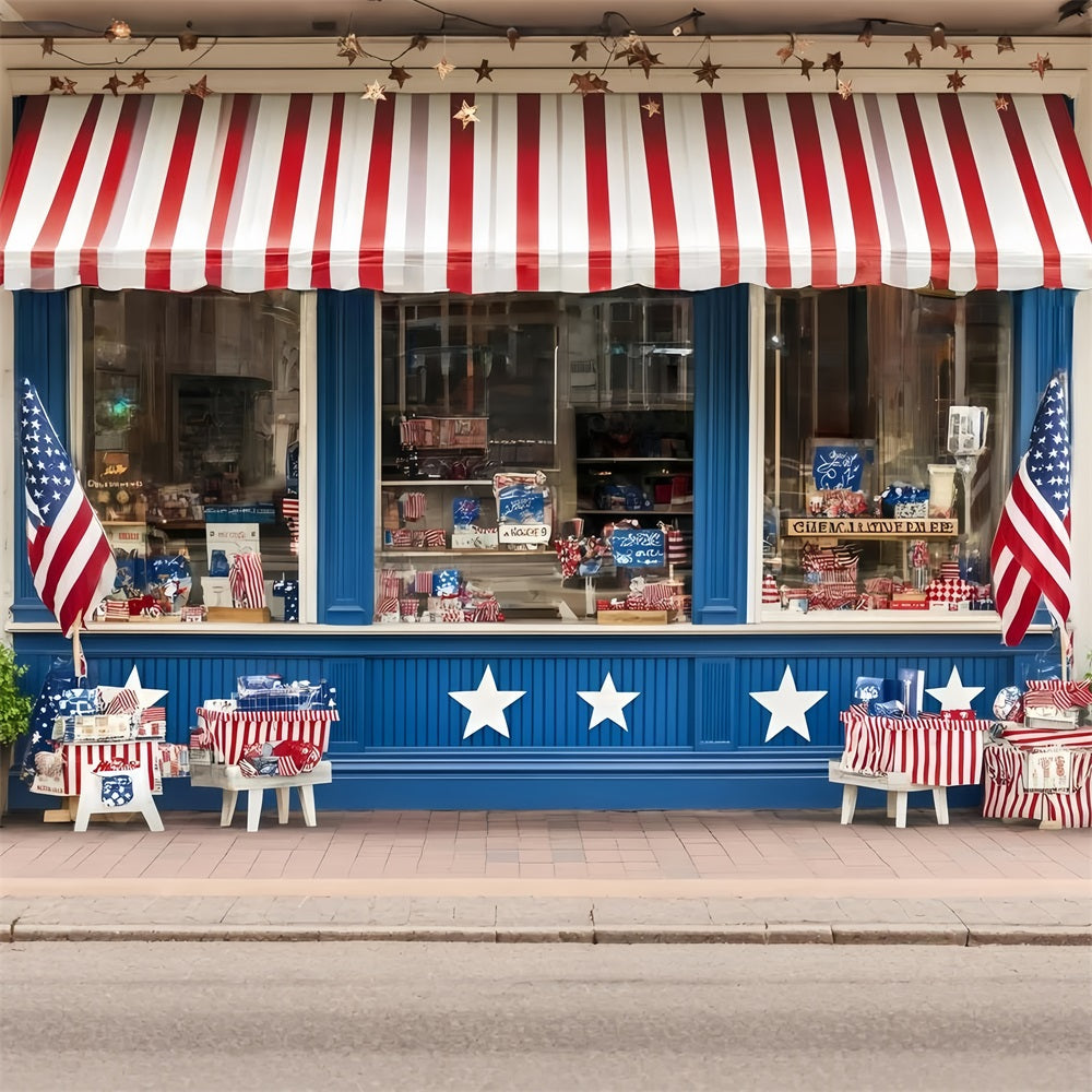 USA Flag Backdrop Patriotic Striped Canopy Storefront Backdrop GQ5-5