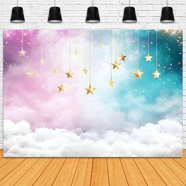 Starry Sky Backdrop Hanging Stars Pastel Sky Backdrop GQ5-53