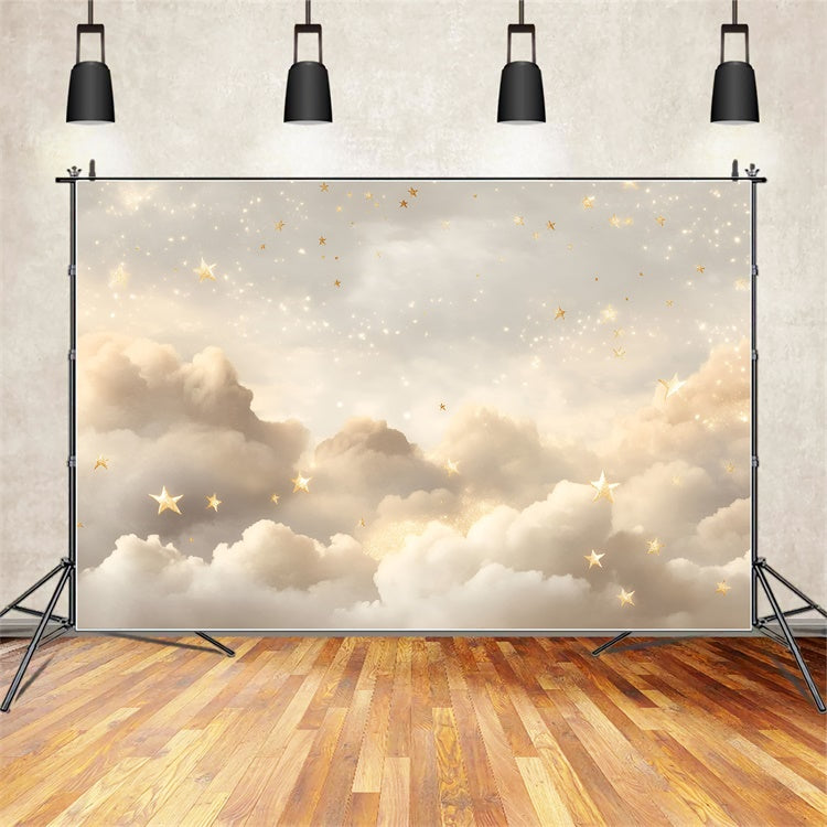 Star Photo Backdrop Gold Star Dreamy Clouds Backdrop GQ5-55