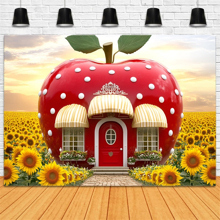 Autumn Photo Backdrop Apple House Sunflower Backdrop GQ5-73