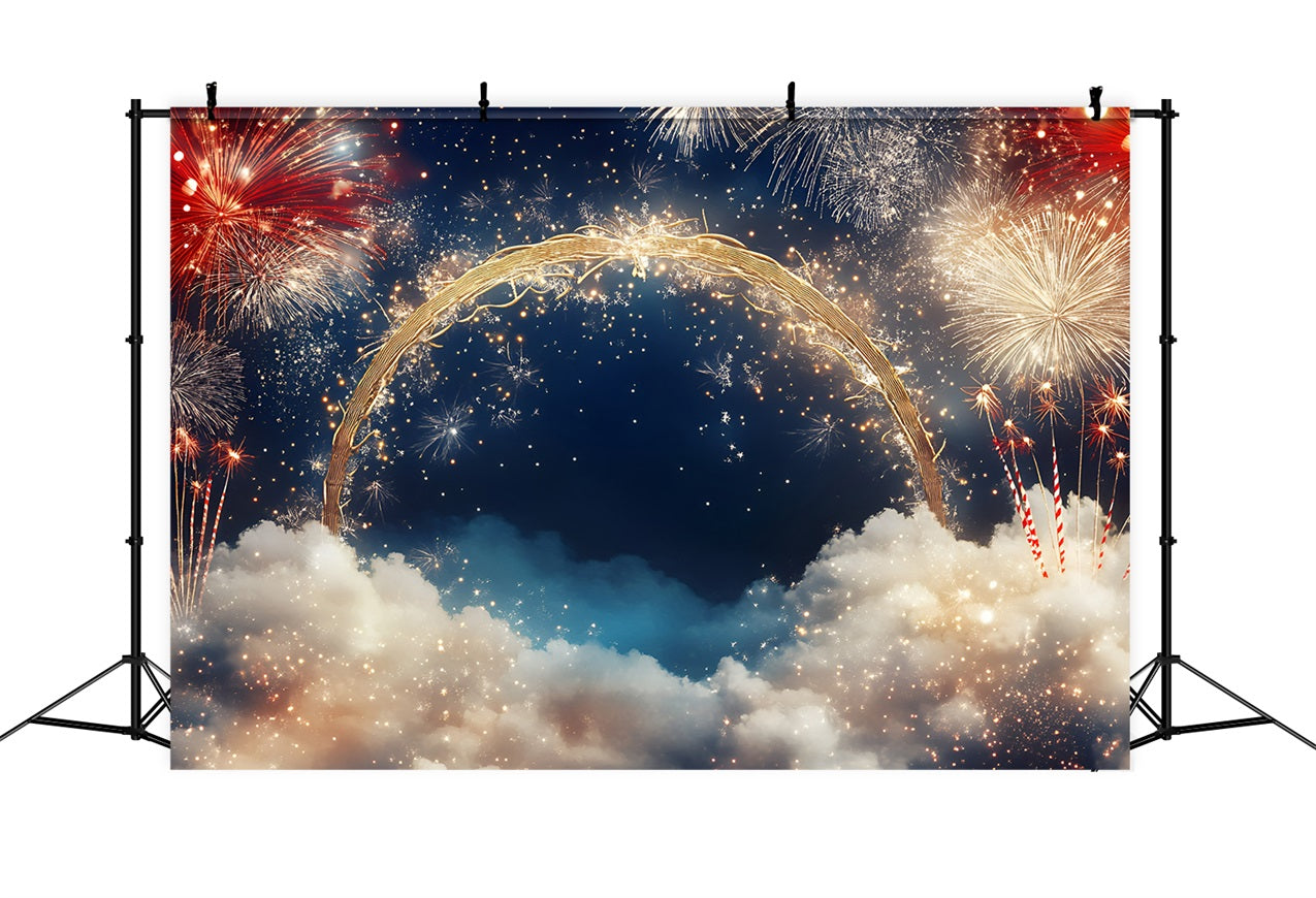 4th of July Backdrop Fireworks Golden Arch Backdrop GQ5-8
