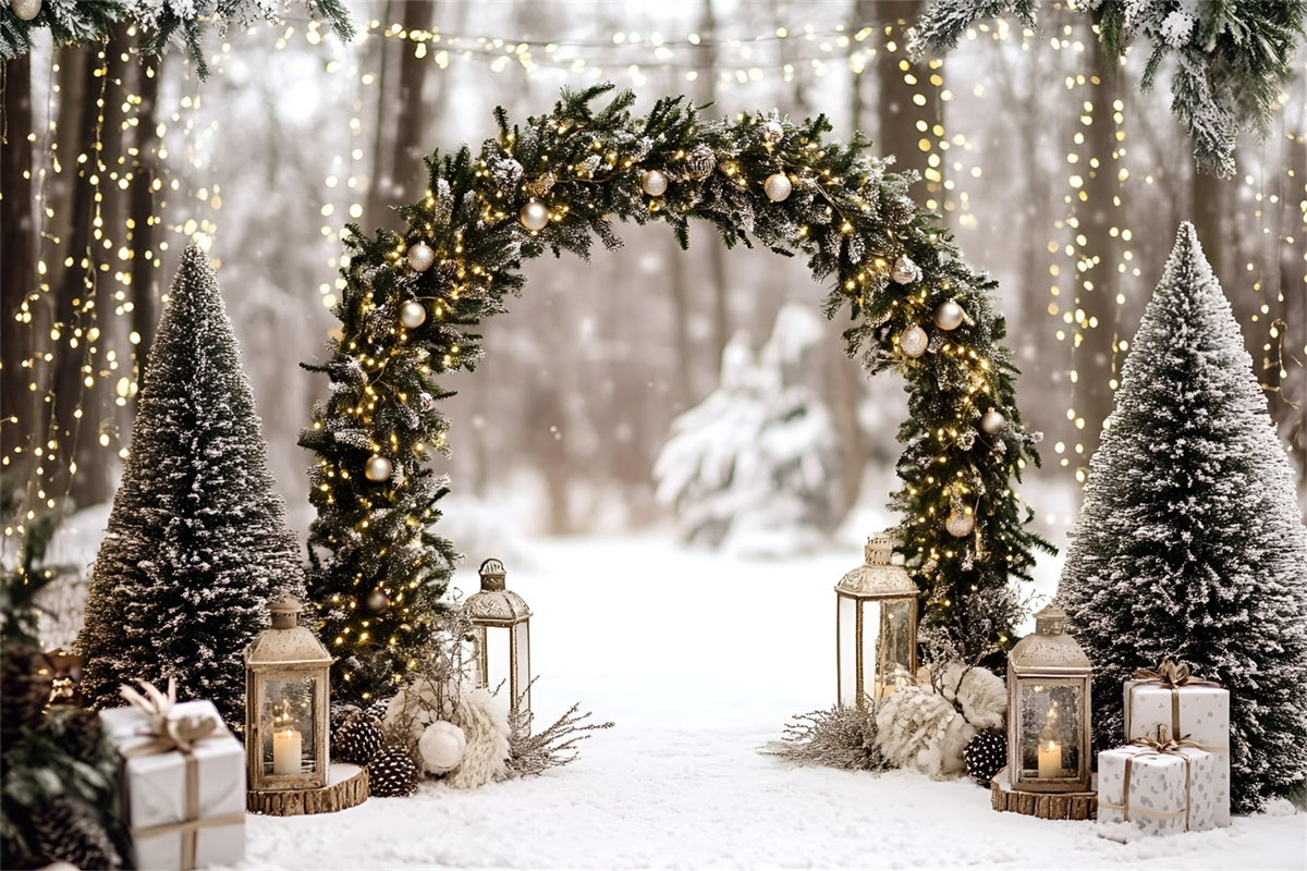 Christmas Backdrop Ideas Enchanted Evergreen Arch Backdrop GQ57-1