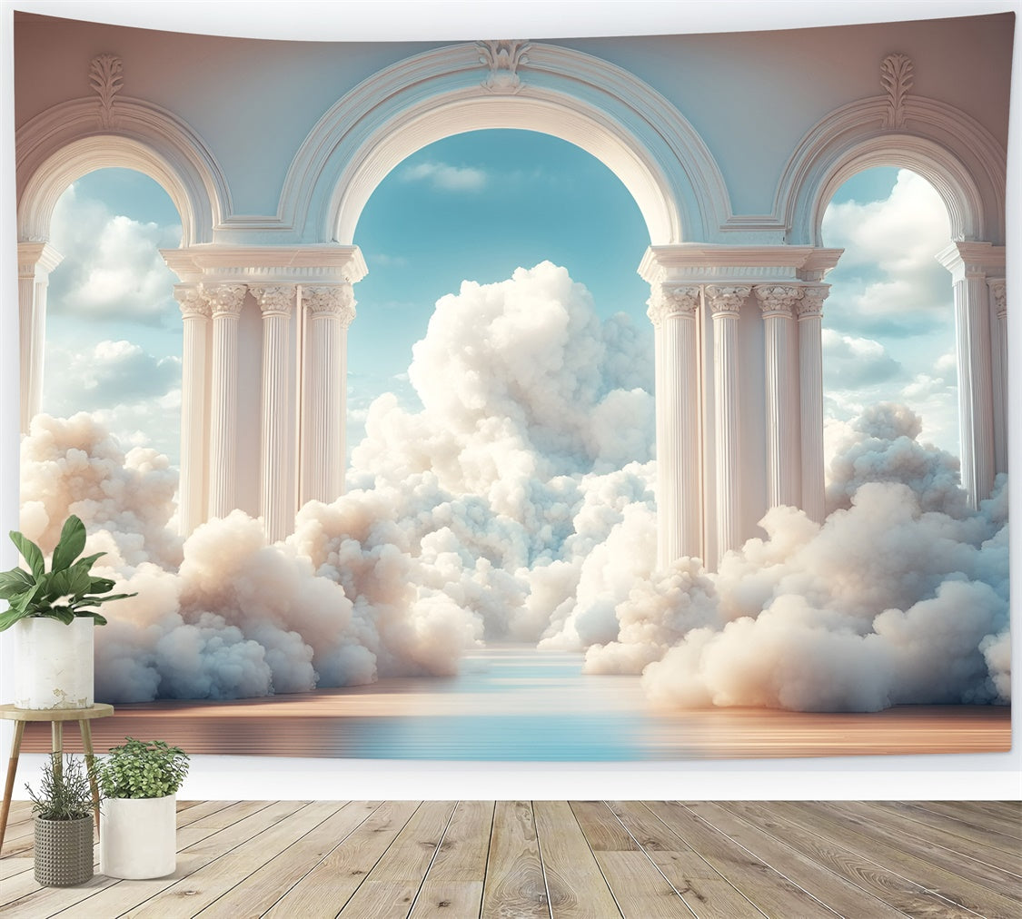Cloudy Sky Backdrop Serene Sky Arch Columns Backdrop GQ57-124