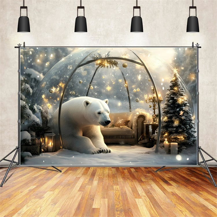 Snow Globe Backdrop Polar Bear Enchanted Backdrop GQ57-154
