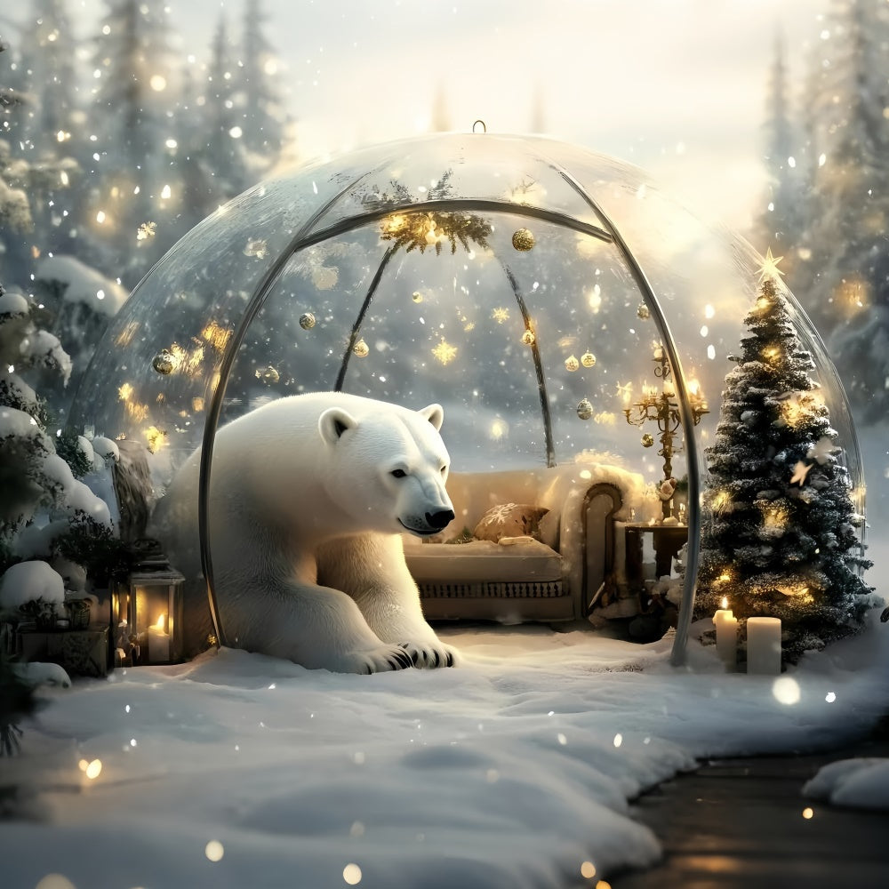 Snow Globe Backdrop Polar Bear Enchanted Backdrop GQ57-154