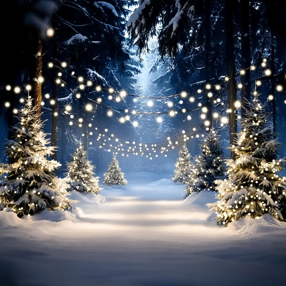 Winter Photo Backdrop Winter Tree Light Path Backdrop GQ57-159