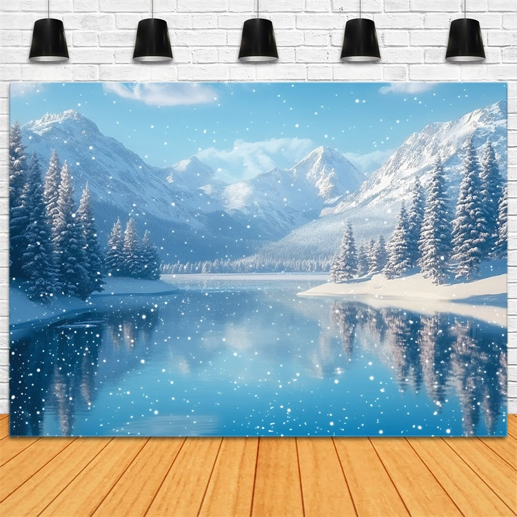 Winter Wonderland Backdrop Winter Serenity Lake Backdrop GQ57-170