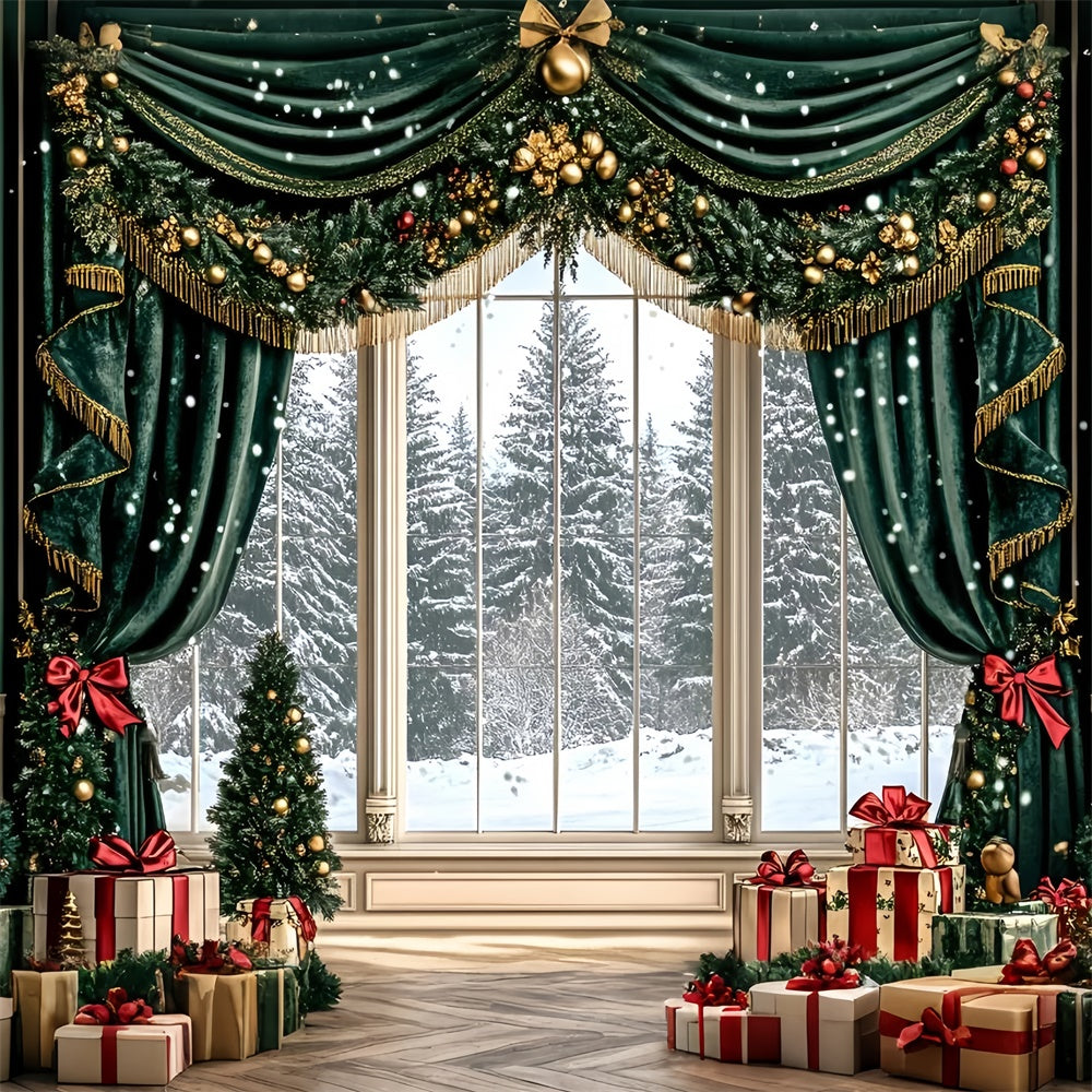 Christmas Backdrops Sale Golden Garland Drapes Backdrop GQ57-47